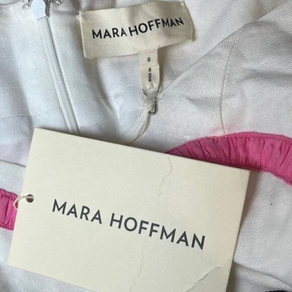 Mara Hoffman Namari Puff Sleeve Printed Linen Off the Shoulder Midi Dress Size 6 - Picture 9 of 12